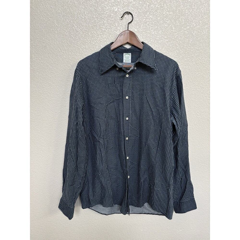 Brooks Brothers MILANO original polo shirt long sleeve blue floral cotton large